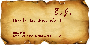 Bogáts Juvenál névjegykártya